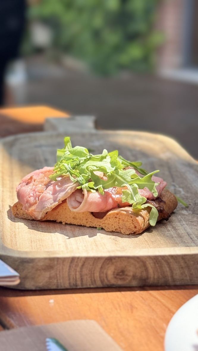 Cured ham on sourdough — terrace dining