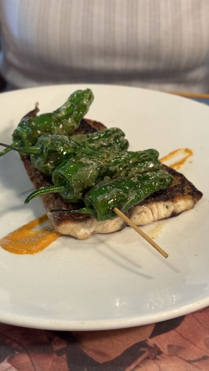 Padron peppers on artisan toast