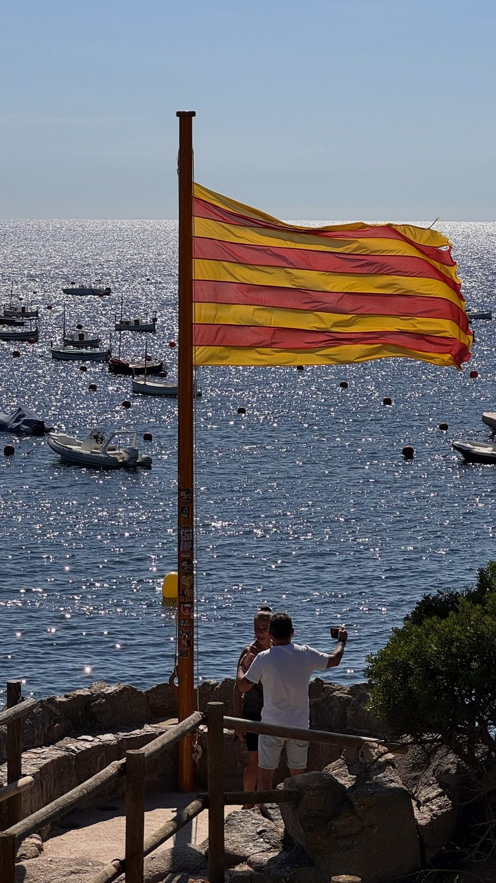 Catalan flag by the sea